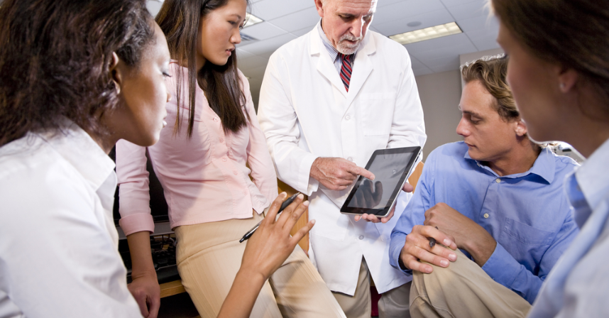 Diagnosis from Doctor in modern age doctor reading diagnosis