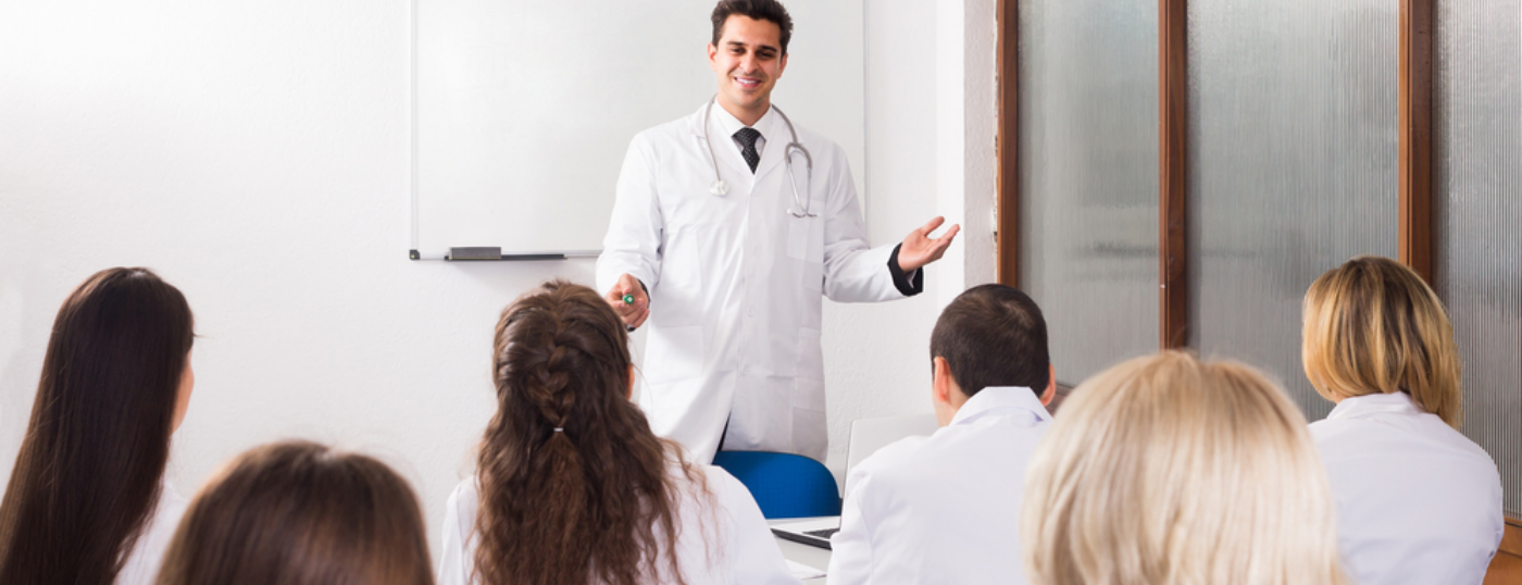 Doctor speaking and teaching a class